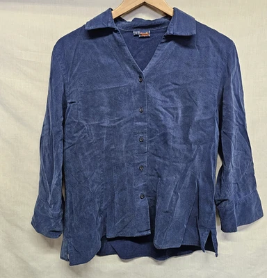 Blusa Tianello Suzy Camisa Azul Top Botón Manga 3/4 Para Mujer Foto 1 de 3