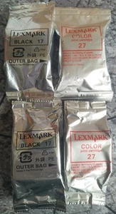 4 x oryginalne wkłady atramentowe Lexmark 17 x 2 czarne + Lexmark 27 x 2 kolorowe wkłady atramentowe - Zdjęcie 1 z 7