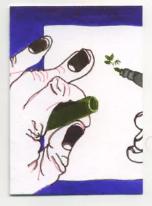 Original signed ACEO by Lucy Smith. 'Starting a Drawing' hand holding pen, life - Picture 1 of 1