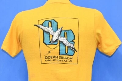 vintage 70s OCEAN BEACH CALIFORNIA SAN DIEGO SEAGULL POCKET t-shirt SMALL S - Imagem 1 de 4