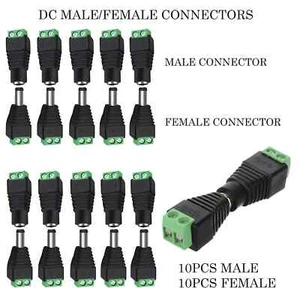 10 Paar DC Power Klinkenstecker Adapter Steckverbinder 2,1 x 5,5 mm Stecker & Buchse für CCTV - Bild 1 von 10