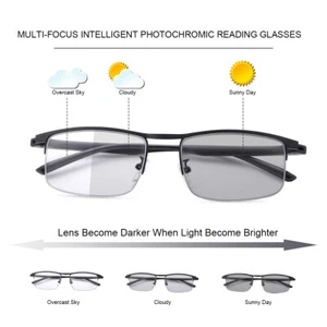 Progressive Multifocus Reading Glasses Reader Photochromic Sunglasses +1.0~4.0 - Picture 1 of 12