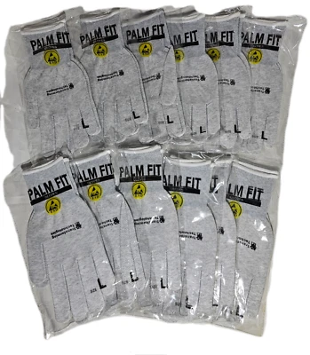 Guantes ESD Transforming Technologies, palma cubierta de puntos GL4504D, 12 pares, NUEVO Foto 1 de 4