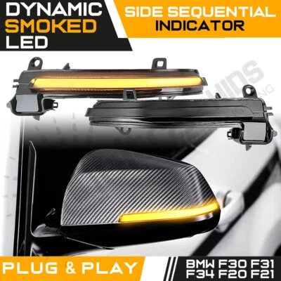 2x Dynamic Side Mirror Turn Signal LED Indicator Lights BMW F36 F34 Smoked M13 - Image 1 of 4