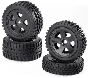 1:10 All Terrain Reifen-Felgen Set Schwarz für 2WD Buggy – 4 Stück - Bild 1 von 1