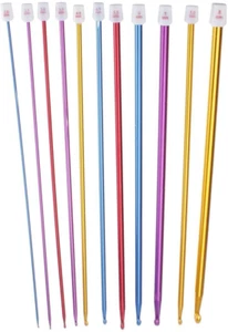 11-teiliges Set lange tunesische afghanische Häkelnadeln Aluminium Stricknadeln 10,6 - Bild 1 von 8
