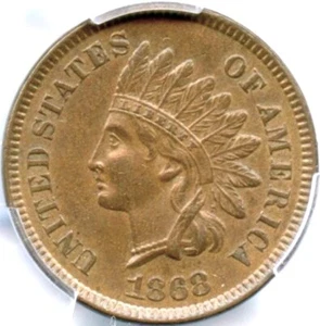Centesimo indiano 1868, PCGS AU58 - Foto 1 di 3