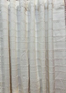100% Cotton Shower Curtain Embroidery Striped Fabric Shower - Picture 1 of 11
