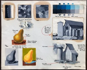 ERSTAUNLICHE VINTAGE ORIGINAL KUNST MALEREI KÜNSTLER SKIZZE KUNSTWERK ZEICHNUNG PLÄNE - Bild 1 von 1