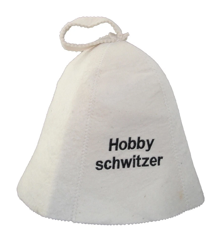 RUKAUF Sombrero de sauna con bordado hobby sudor 100% fieltro tapa de fieltro gorro de sauna refrán