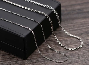 Pure Sterling Silver 925 Neck Chain Woman Man Simple O link Necklace - Picture 1 of 10