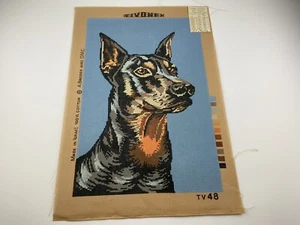 Tivonex Tapestries Doberman Dog Needlepoint Tapestry Canvas 13in By 20in - Picture 1 of 5