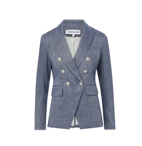 NEU OHNE ETIKETT VERONICA BEARD LEINEN MILLER DICKEY JACKE BLAZER BLAU MELANGE GRÖSSE 6 $ 695 - Bild 1 von 18