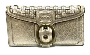 MINT Coach Ltd Ed Bleecker Silver Platinum Leather Woven Lg Trifold Wallet RARE! - Picture 1 of 1
