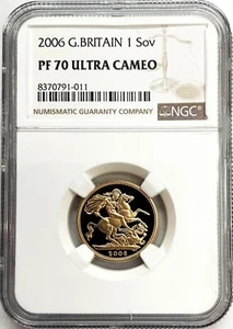 2006 GOLD GREAT BRITAIN SOVEREIGN QUEEN ELIZABETH COIN NGC PROOF 70 ULTRA CAMEO - Picture 1 of 2