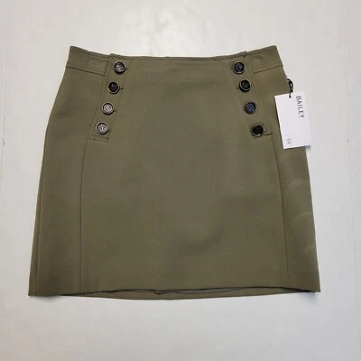 Nuevo $225 Bailey 44 Ejército Clementina Falda Para Mujer 6 MEDIANOS Botones Verdes HECHA EN EE. UU. Foto 1 de 4