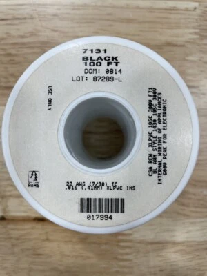 Fio de conexão Alpha 7131 BK005 22AWG 7/30 IRRPVC 100 pés carretel preto - Imagem 1 de 3