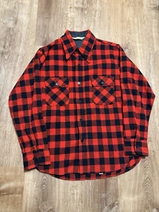 Vintage 60s 70s Fox Knapp Plaid Flannel Jacket Men's Size Medium Button Up Coat - Picture 1 of 7