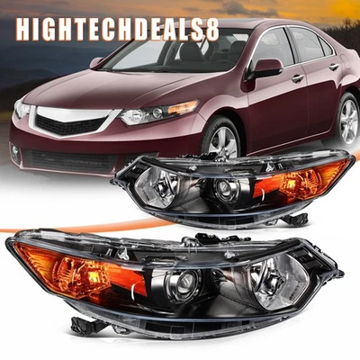 Conjunto de faros para Acura TSX 2009-2011 2012 2013 2014 par de carcasas negras Foto 1 de 4