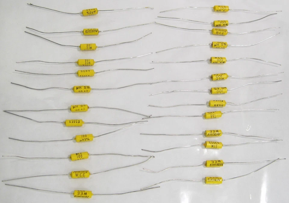 Condensadores de película axial vintage excedente Nytronics Essex WEE 100 5% lote de 25 Foto 1 de 4