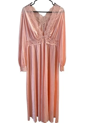 Roupão de noite Olga vintage vitoriano rosa renda tamanho G - Imagem 1 de 4