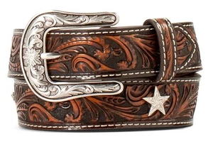 Ariat Western Girls Belt Leather Embossed Star Conchos Brown A1308502 - Picture 1 of 1