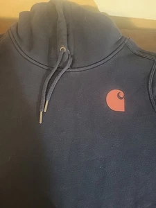 Unisex Carhartt Small Pullover Hoodie Navy Blue And Maroon - Picture 1 of 6