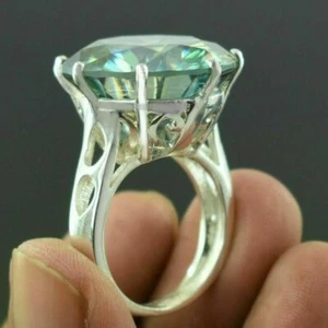 Blue Diamond 15.00 Ct Excellent Cut Ring With Accent Certified High Polished - Picture 1 of 10