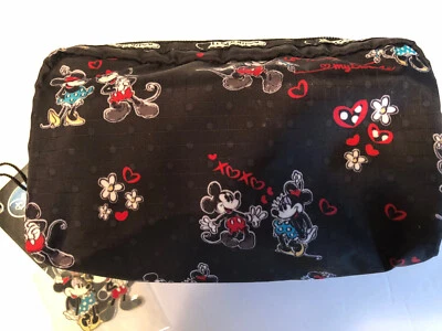 Disney Le Sportsac Mickey Loves Minnie Cosmetic Case  + charm NWT - Image 1 of 4