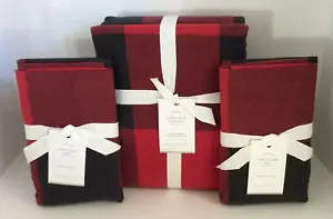 Edredón Pottery Barn Buffalo Check King y 2 fundas King rojo y negro NUEVO 3 PIEZAS - Imagen 1 de 2