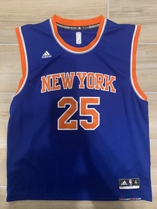 2014 DERRICK ROSE NY KNICKS ADIDAS 25 JERSEY XL 48 White Orange Blue RARE EUC - Picture 1 of 4