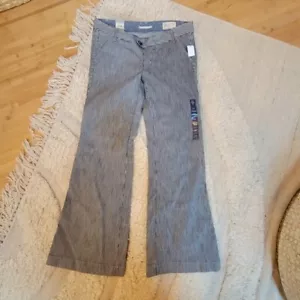 NWT y2k Limited Edition Striped Low Rise Bell Bottoms sz 10 Blue White - Picture 1 of 9