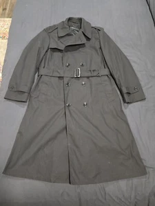 DSCP Garrison Trench Coat Men's 44L Black All Season W/ Zipper Liner US Military - Picture 1 of 4