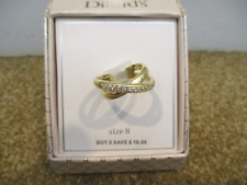 Dillards Gold tone criss/cross Ring with Stones Size 8