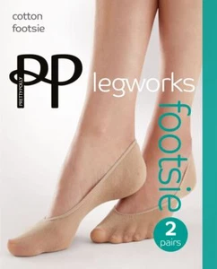 Pretty Polly Cotton Footsies Ladies Low Cut No Show Invisible Socks (2 PACK) - Picture 1 of 3