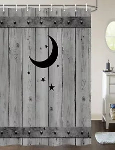 Rustic Small Barn Door Shower Curtain Farmhouse Camping Wooden Wood Plank Hal... - Picture 1 of 7