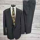 Vintage Pierre Cardin Men's Gray Black Peak Lapel Formal Suit Set Size 54L