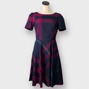 Modcloth I Rest My Grace Plaid Midi Dress Twee A-Line Short Sleeve Women's Sz 6 - Picture 1 of 12