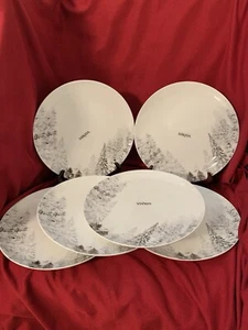 Juego de 6 etiquetas NW Mikasa Woodland Winter 9" Bone China ensalada gris carbón - Imagen 1 de 21