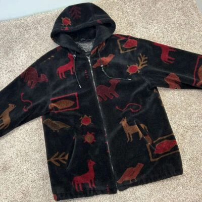 Abrigo chaqueta de peluche vintage polar talla XS estampado animal con capucha tortuga alpaca para mujer Foto 1 de 4