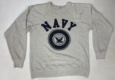 Sudadera DE COLECCIÓN Marina de los Estados Unidos Cuello Redondo Hombres Gris Medio EE. UU. 90s Foto 1 de 4