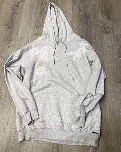 Betsey Johnson Performance Grey Hoodie Sweatshirt Pullover Flowers Floral XL - Picture 1 of 2