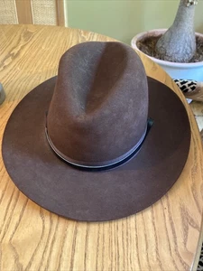 Hat 3 XXX Beaver Quality Corps of Cadet Cowboy Fedora Sheriff w/Chin Strap Brown - Picture 1 of 17