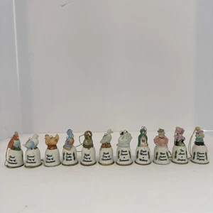 Vintage 12 Days of Christmas Porcelain Bell/Thimble Ornaments ENESCO. *Missing 1 - Picture 1 of 20