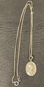 925 STERLING SILBER KAPELLE KETTE UND ANHÄNGER HALSKETTE 15,5" JESUS RELIGIÖS - Bild 1 von 5