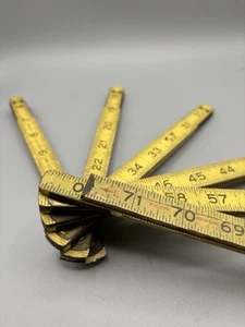 Vintage Klein Tools 900-6 Wood/Brass Folding Ruler 6’/72” Lifetime Lubricated - Picture 1 of 3