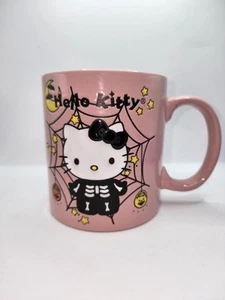 Sanrio Hello Kitty Halloween Mug 20oz Pink Skeleton Silver Buffalo New York - Picture 1 of 9