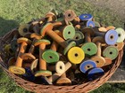 Vintage Wooden Industrial Textile Bobbins ,Antique Factory Cotton Spools