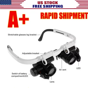 LED 8X 15X 23X Adjustable Lens Jewelry Watch Repair Magnifier Head Eye Loupe US - Picture 1 of 8
