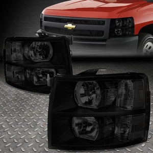 For 07-14 Chevy Silverado 1500 2500HD 3500 Headlight Assembly Pair Black/Smoked - Picture 1 of 8
